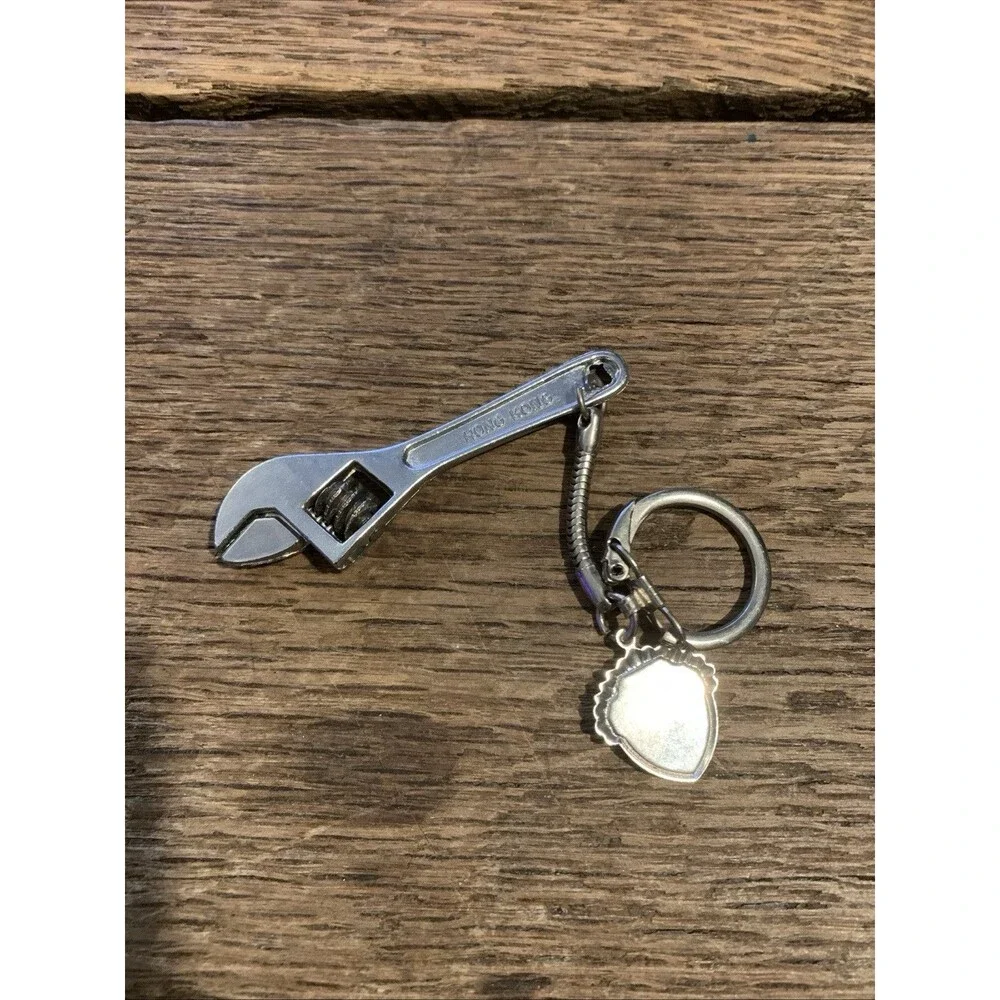 Vintage 2.5 Inch Metal Crescent Wrench Keychain Made in Hong Kong - LA Zoo , CA